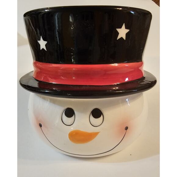 Edible Arrangements Snowman with Top Hat Ceramic Centerpiece Vase Planter Bowl - Picture 1 of 8